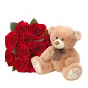 1 Ramo, 12 Rosas, Osito Peluche