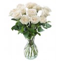 1 Florero de Vidrio, 12 Rosas Blancas