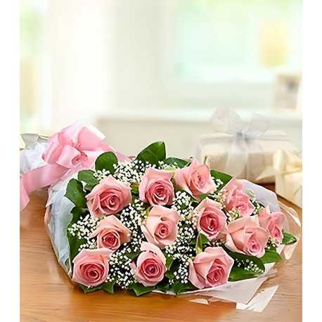 Ramo Extendido, 12 Rosas Rosadas