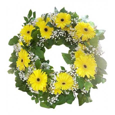 Corona con 10 Gerberas y maules