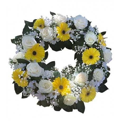 1 Corona, 12 Rosas, 8 Gerberas