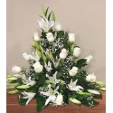 Canasta con 12 Rosas y 10 Liliums - Color Blanco