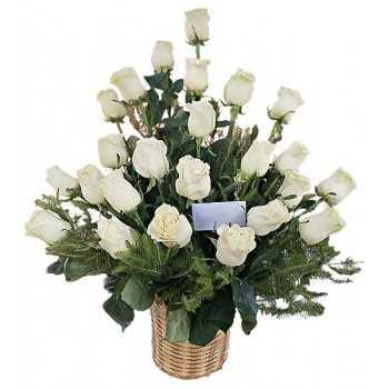 Canasta de condolencias con 24 rosas ecuatorianas