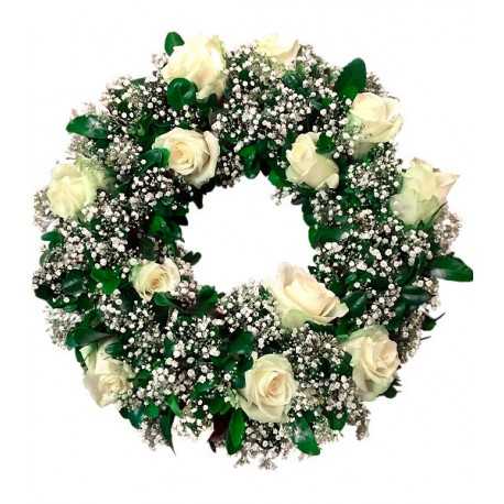 Corona Fúnebre de Rosas Blancas