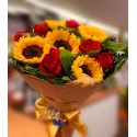 Ramo de 6 Rosas y 6 Girasoles