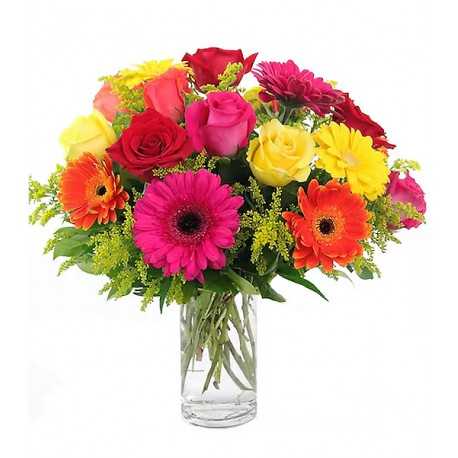 Florero de Rosas y Gerberas