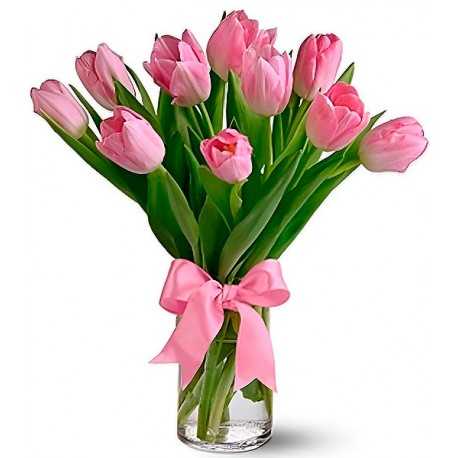 Florero Tulipanes Rosados