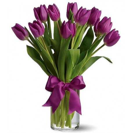 Florero Tulipanes Morados